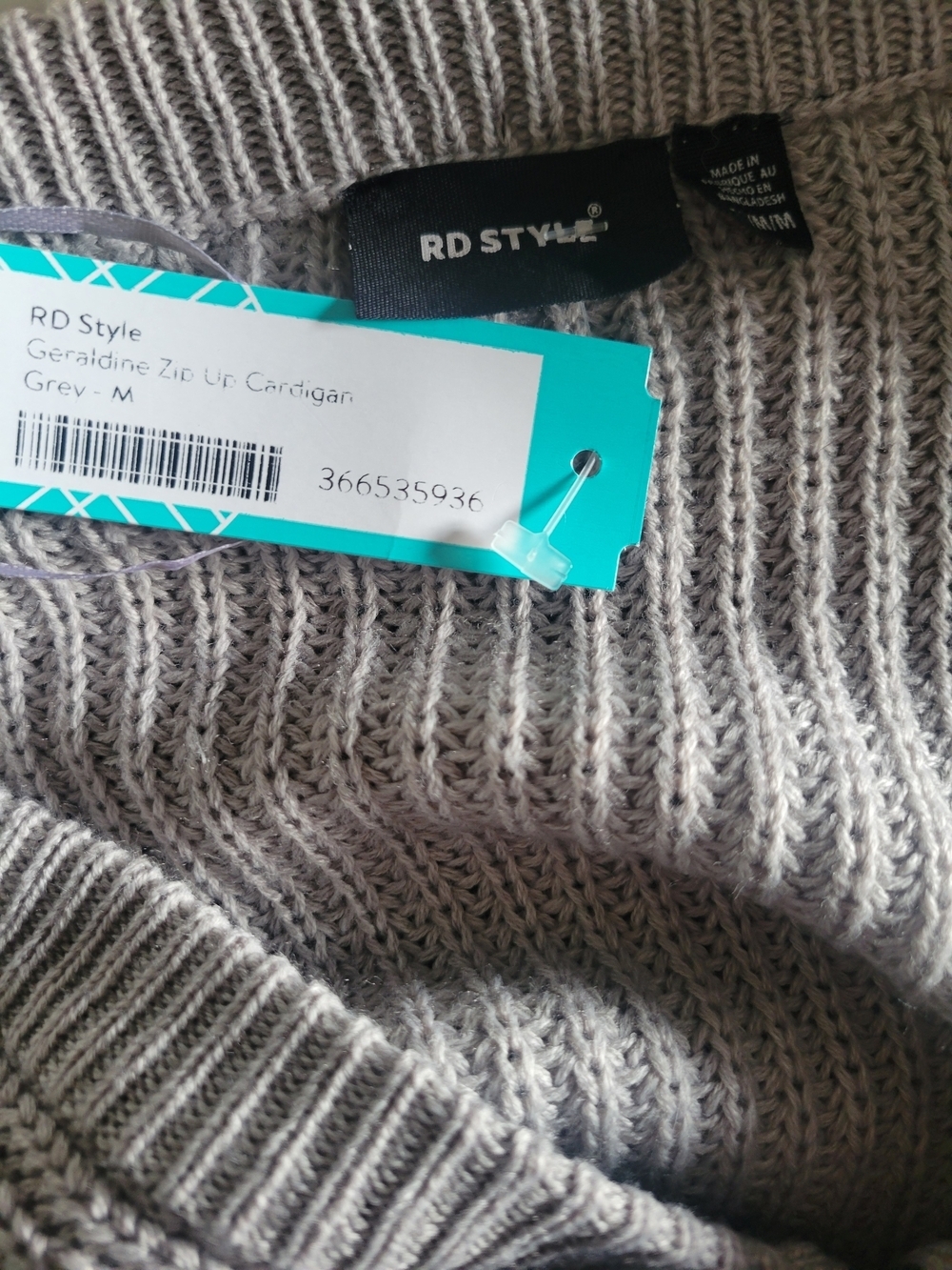 RD Style Light Gray Ribbed Zip Cardigan - Picture 4 of 5